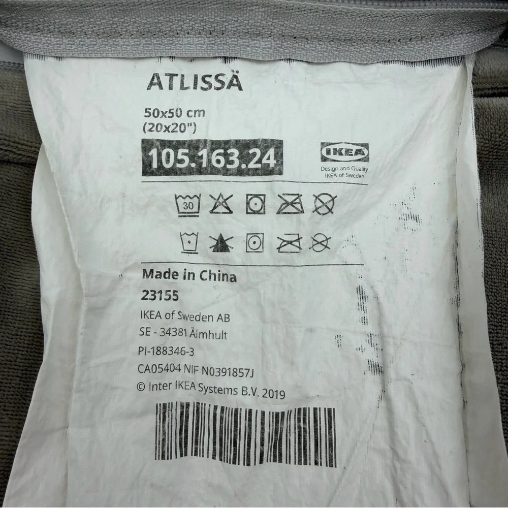 IKEA Atlissa Faux Fur Pillow Covers Set of 2 Taupe 20” x 20”